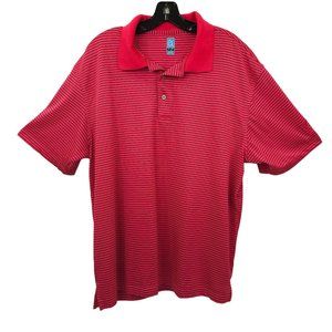PGA Tour Golf Polo Shirt Mens XL Short Sleeve Red Pink Navy Striped